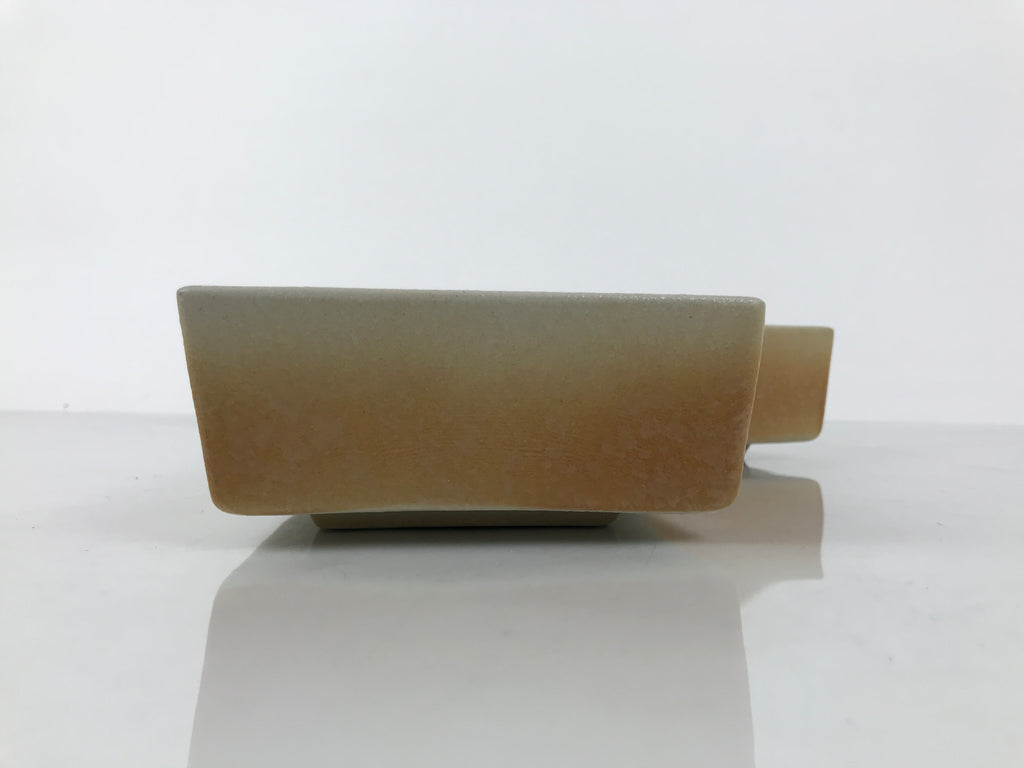 Japanese Ceramic Suiban Flower Vase Pottery Ikebana Accessory Curved Brown Y531