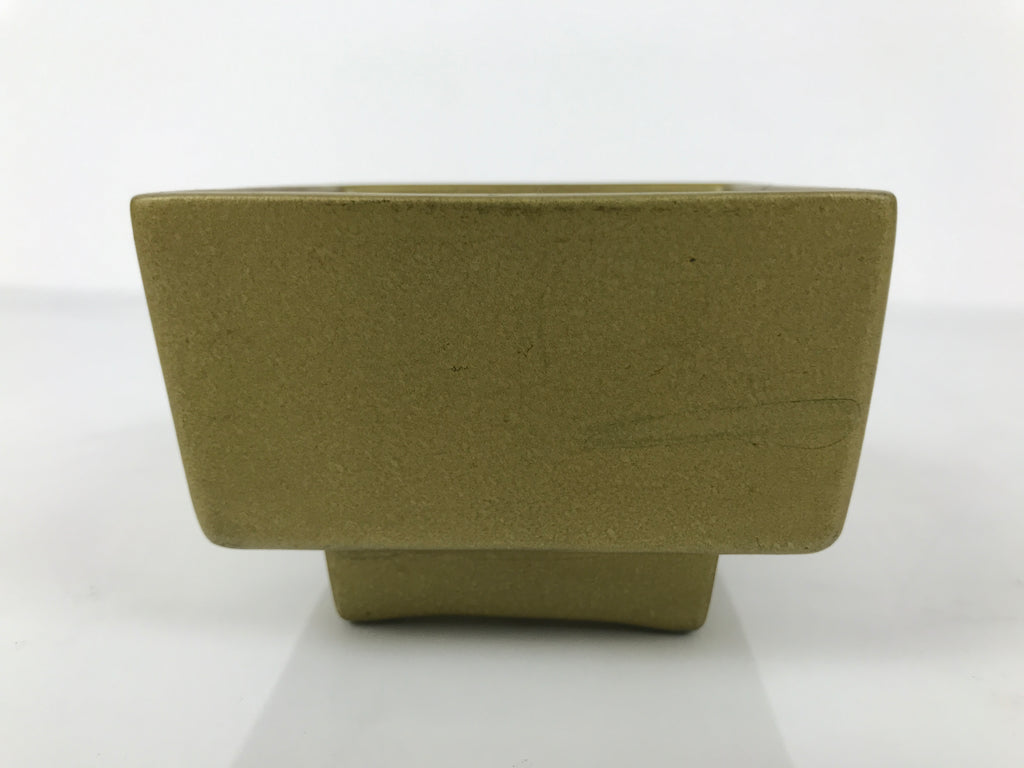 Japanese Ceramic Suiban Flower Vase Pottery Ikebana Accessory Gold Square Y533