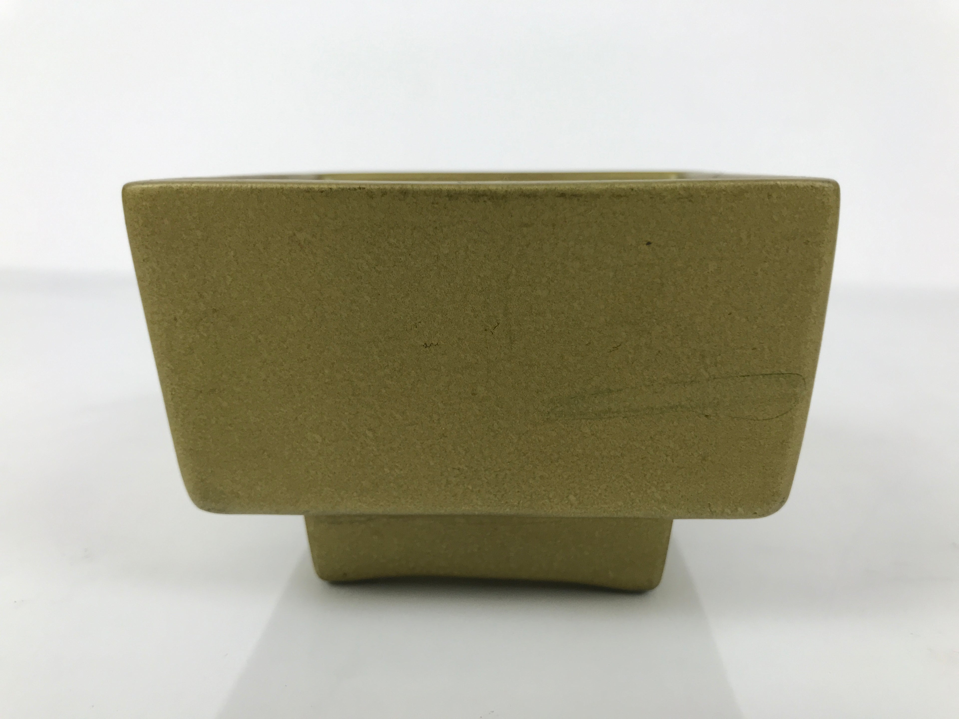 Japanese Ceramic Suiban Flower Vase Pottery Ikebana Accessory Gold Square Y533