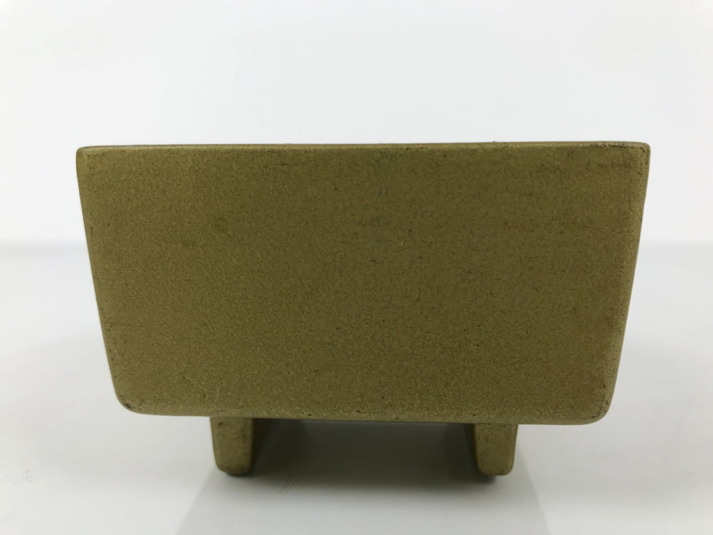 Japanese Ceramic Suiban Flower Vase Pottery Ikebana Accessory Gold Square Y533