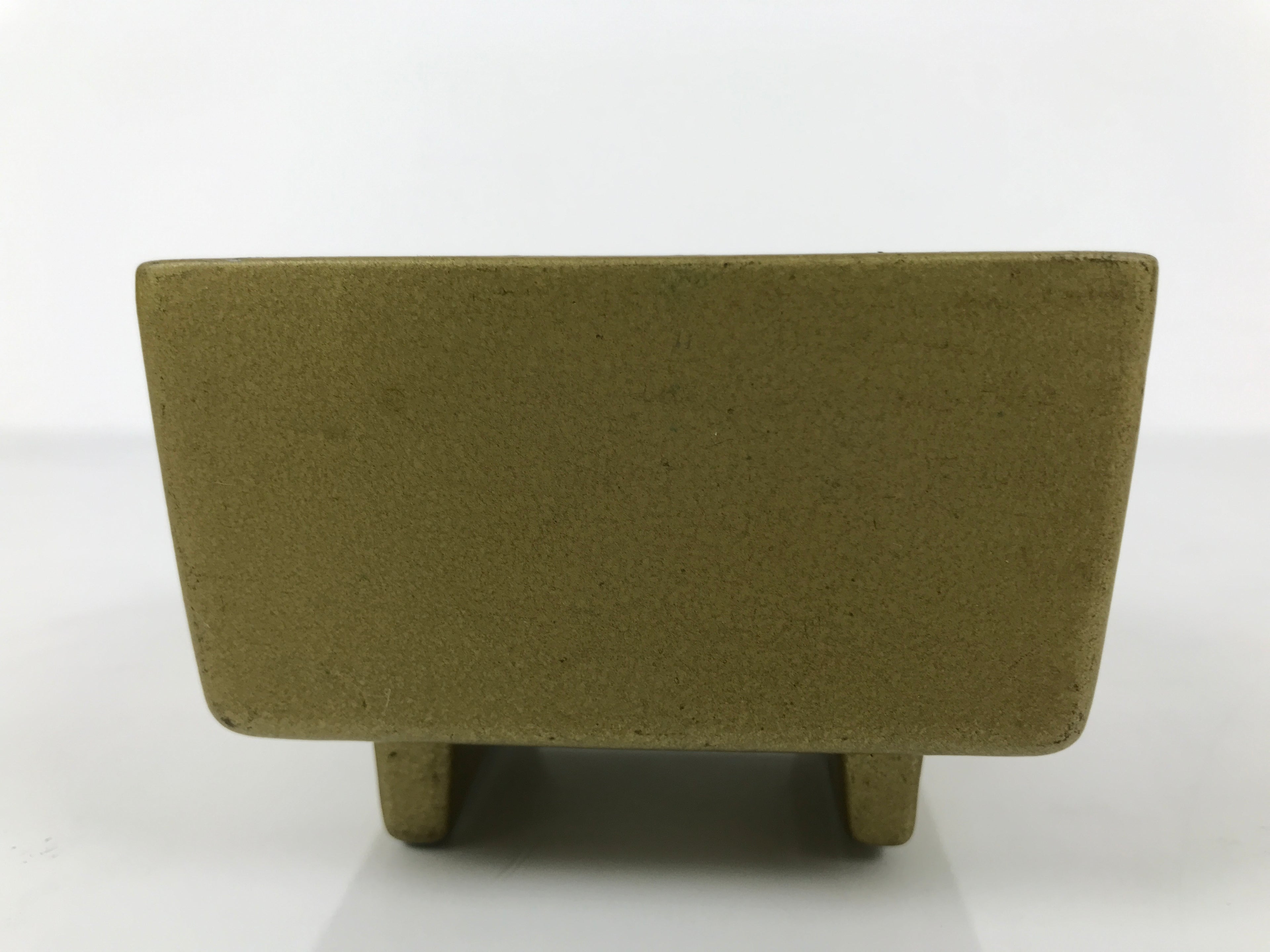 Japanese Ceramic Suiban Flower Vase Pottery Ikebana Accessory Gold Square Y533