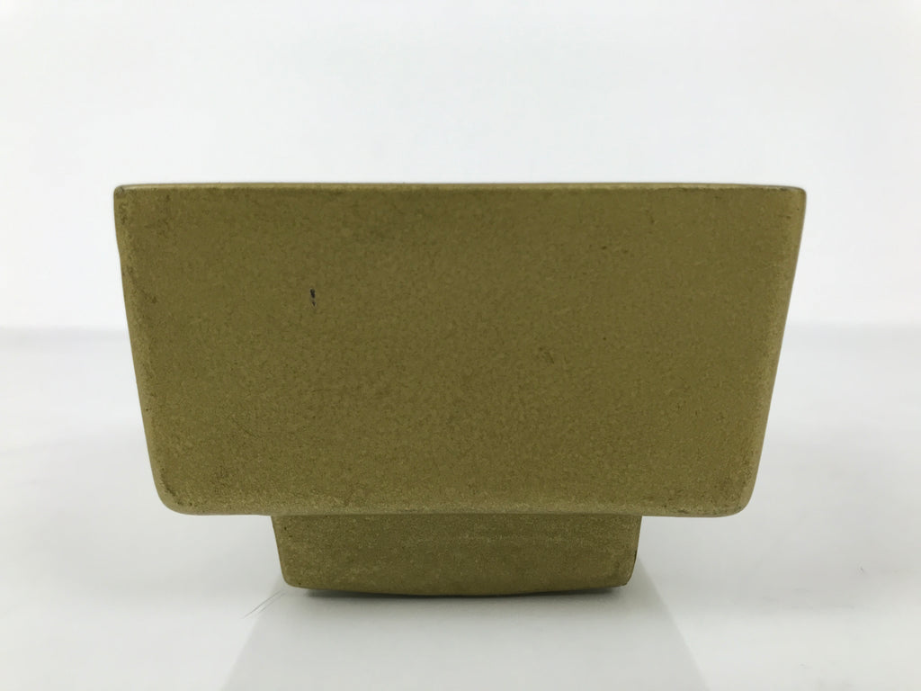 Japanese Ceramic Suiban Flower Vase Pottery Ikebana Accessory Gold Square Y533