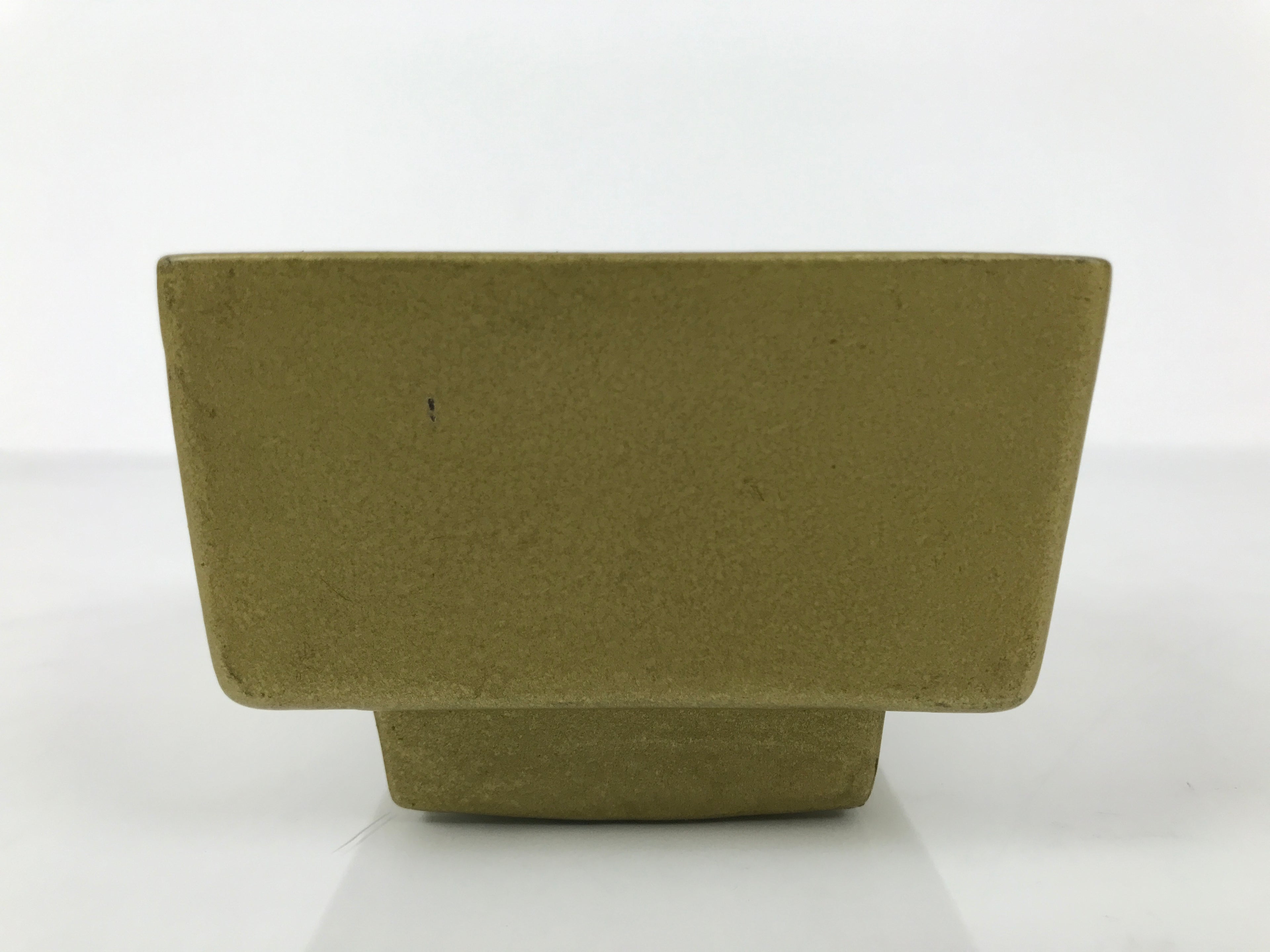 Japanese Ceramic Suiban Flower Vase Pottery Ikebana Accessory Gold Square Y533