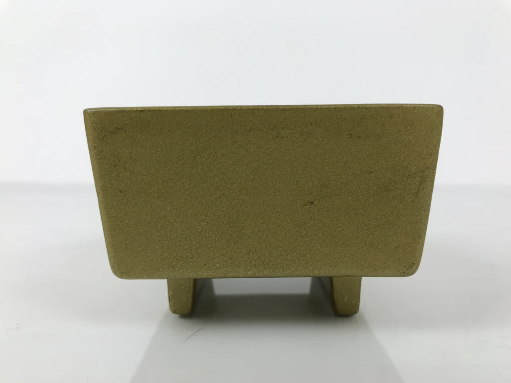 Japanese Ceramic Suiban Flower Vase Pottery Ikebana Accessory Gold Square Y533