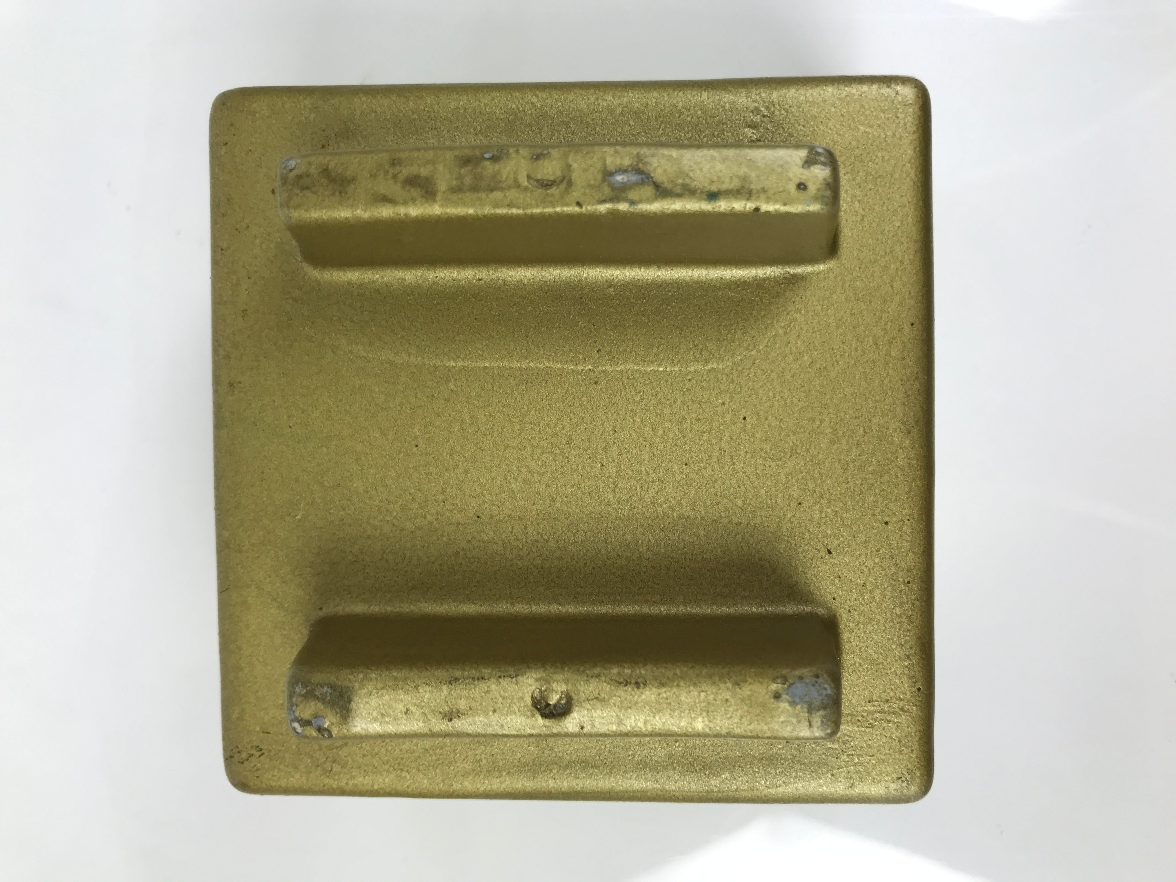 Japanese Ceramic Suiban Flower Vase Pottery Ikebana Accessory Gold Square Y533