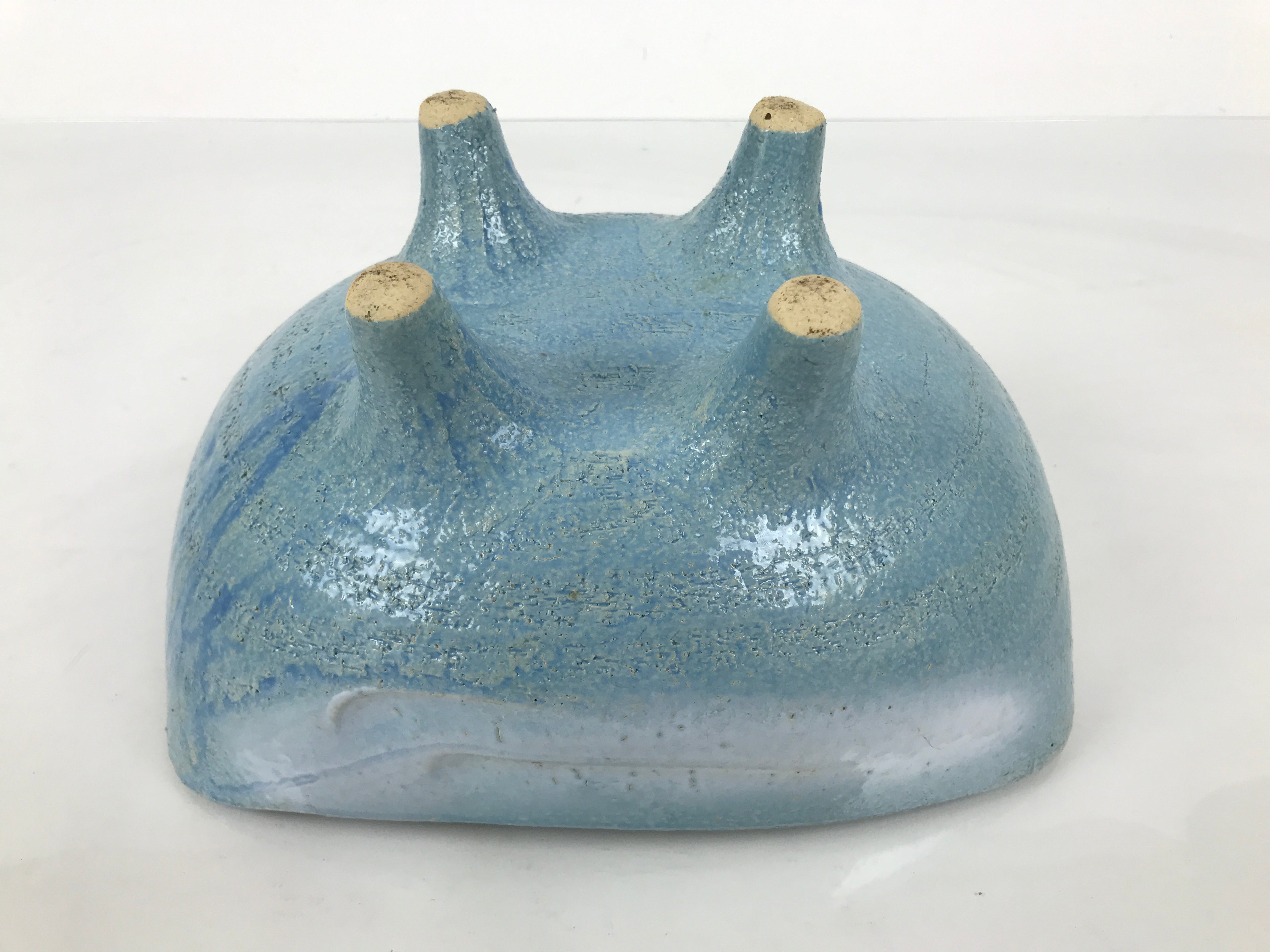 Japanese Ceramic Suiban Flower Vase Pottery Ikebana Accessory Light Blue Y561