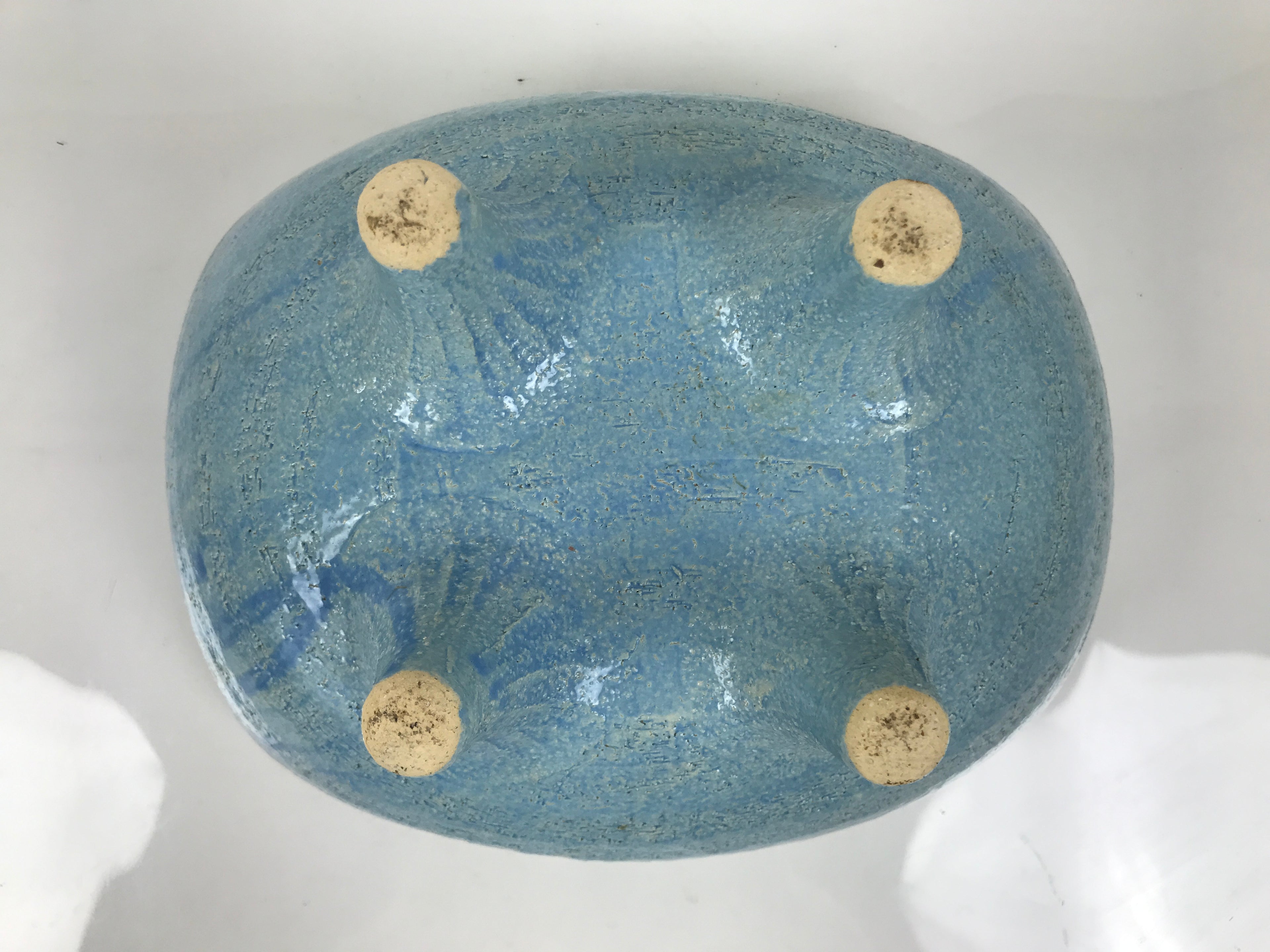 Japanese Ceramic Suiban Flower Vase Pottery Ikebana Accessory Light Blue Y561
