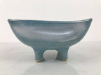 Japanese Ceramic Suiban Flower Vase Pottery Ikebana Accessory Light Blue Y561