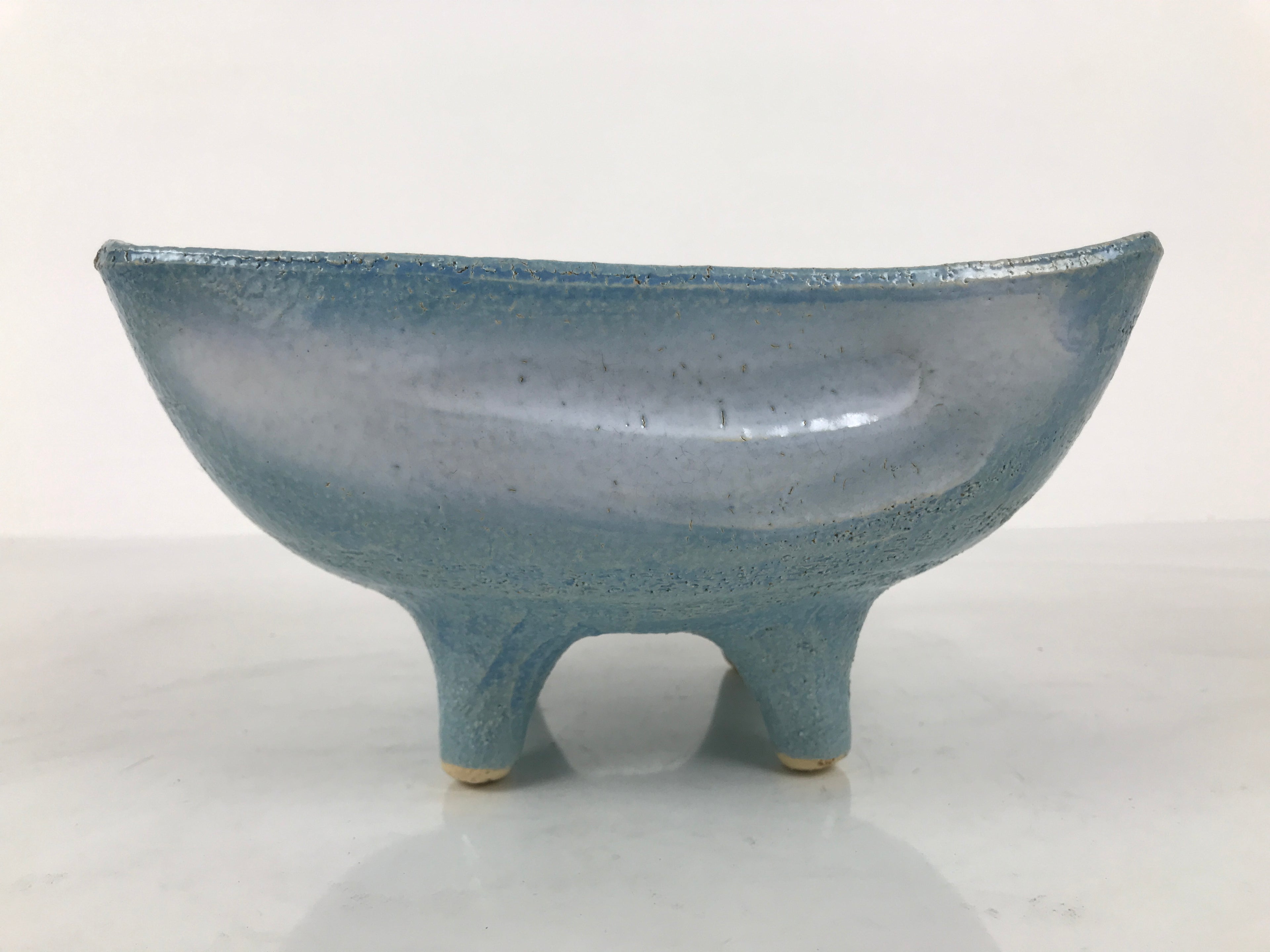 Japanese Ceramic Suiban Flower Vase Pottery Ikebana Accessory Light Blue Y561