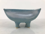 Japanese Ceramic Suiban Flower Vase Pottery Ikebana Accessory Light Blue Y561