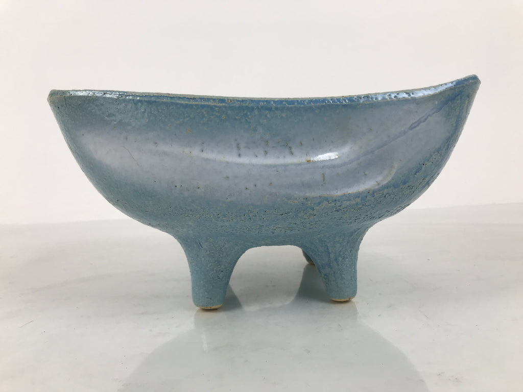 Japanese Ceramic Suiban Flower Vase Pottery Ikebana Accessory Light Blue Y561