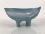 Japanese Ceramic Suiban Flower Vase Pottery Ikebana Accessory Light Blue Y561