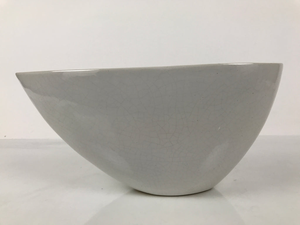 Japanese Ceramic Suiban Flower Vase Pottery Ikebana Accessory Narrow White Y534