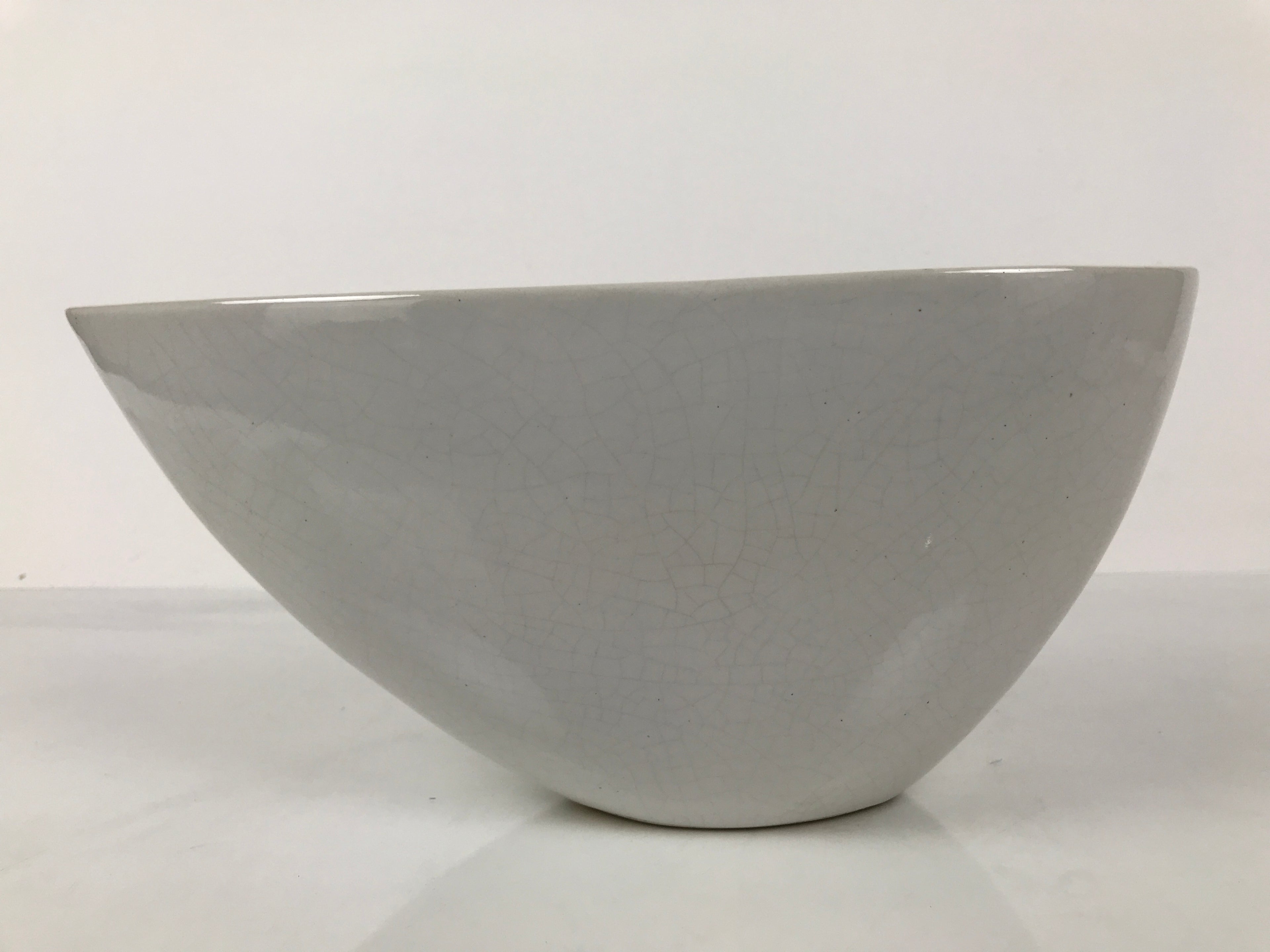 Japanese Ceramic Suiban Flower Vase Pottery Ikebana Accessory Narrow White Y534