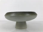 Japanese Ceramic Suiban Flower Vase Pottery Ikebana Arrangement Gray Blue Y526
