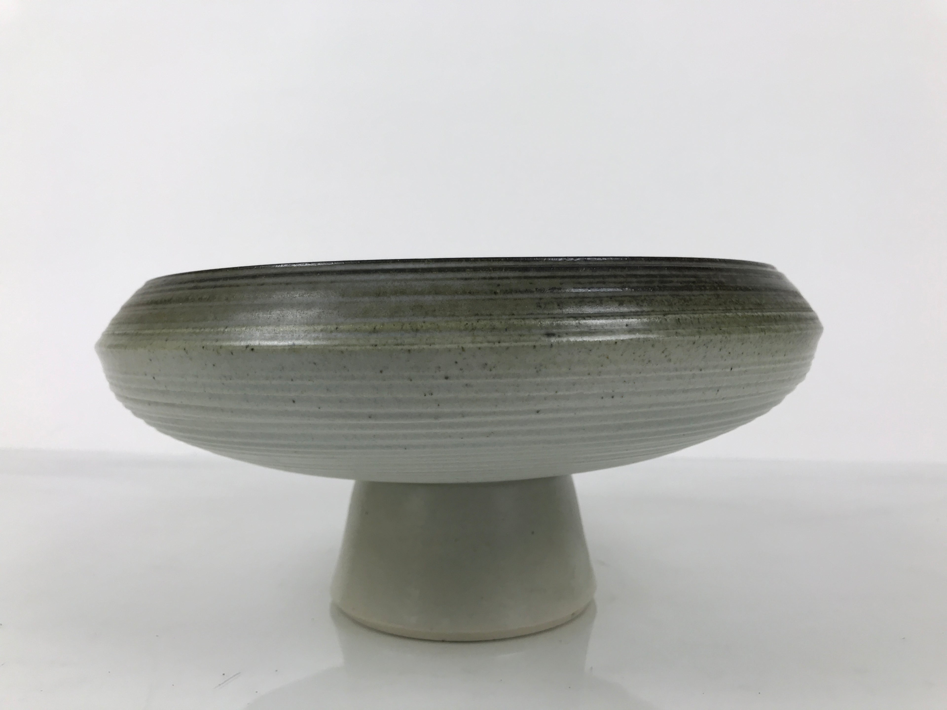 Japanese Ceramic Suiban Flower Vase Pottery Ikebana Arrangement Gray Blue Y526