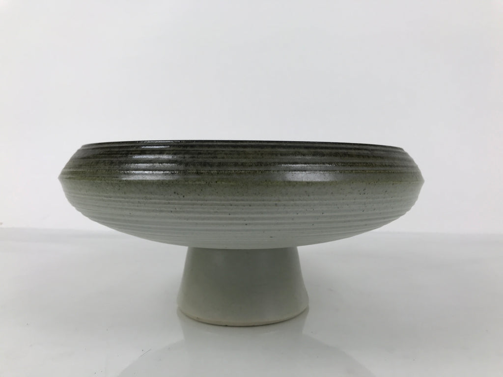 Japanese Ceramic Suiban Flower Vase Pottery Ikebana Arrangement Gray Blue Y526