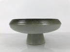 Japanese Ceramic Suiban Flower Vase Pottery Ikebana Arrangement Gray Blue Y526
