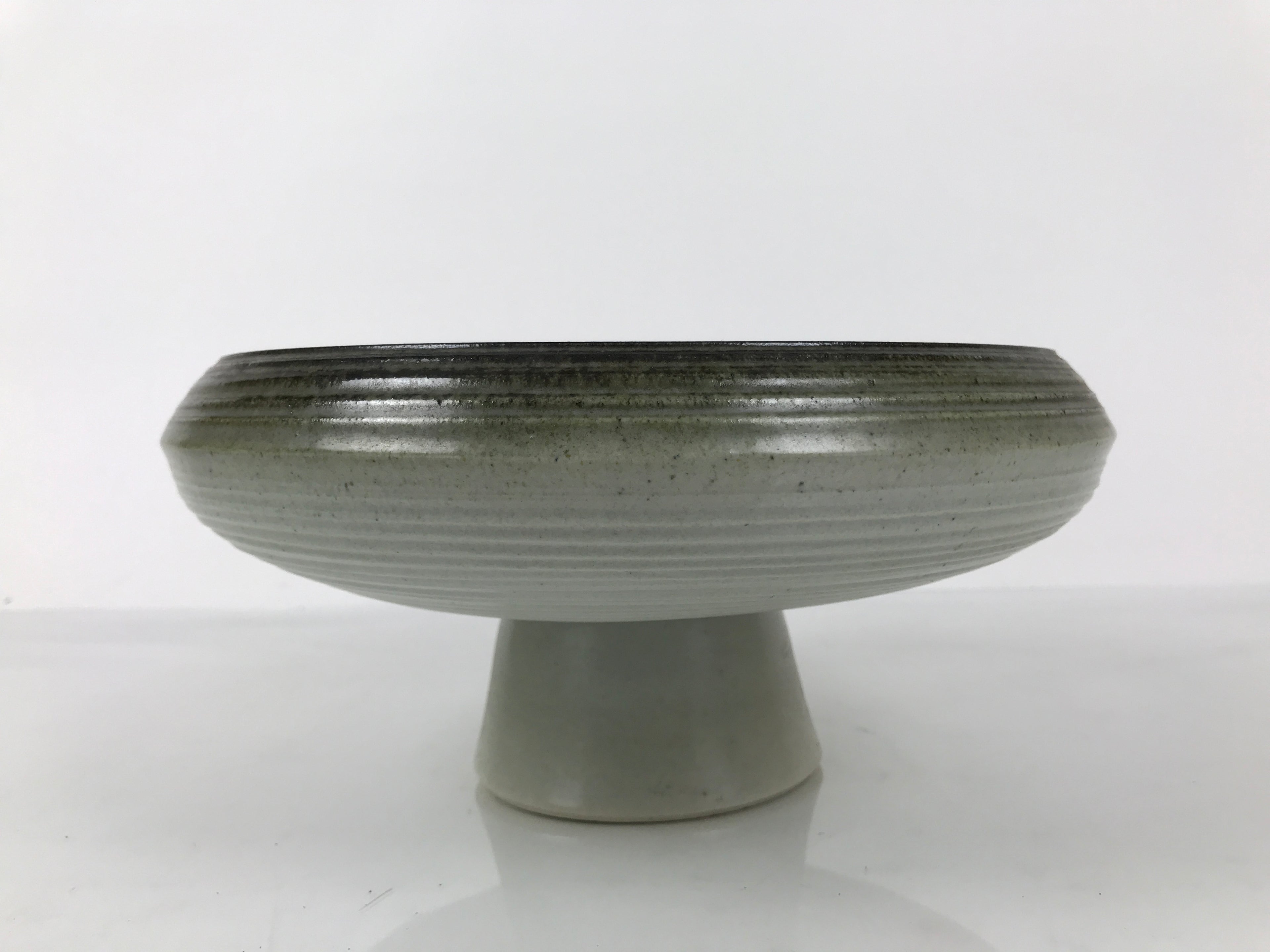 Japanese Ceramic Suiban Flower Vase Pottery Ikebana Arrangement Gray Blue Y526