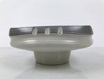 Japanese Ceramic Suiban Flower Vase Pottery Ikebana Arrangement Gray White Y521
