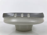 Japanese Ceramic Suiban Flower Vase Pottery Ikebana Arrangement Gray White Y521