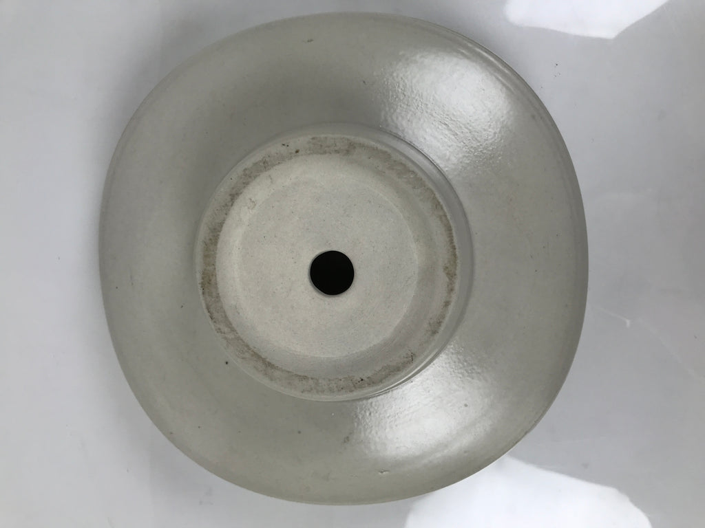 Japanese Ceramic Suiban Flower Vase Pottery Ikebana Arrangement Gray White Y521