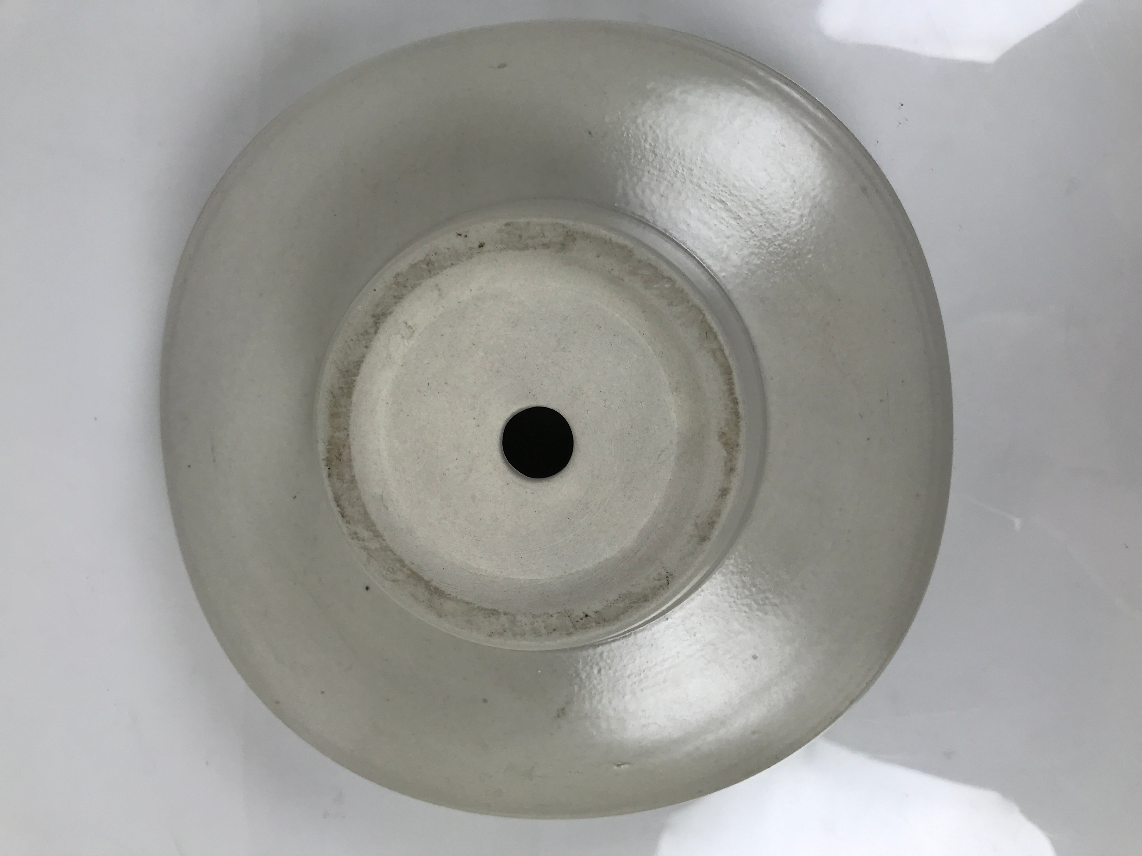 Japanese Ceramic Suiban Flower Vase Pottery Ikebana Arrangement Gray White Y521