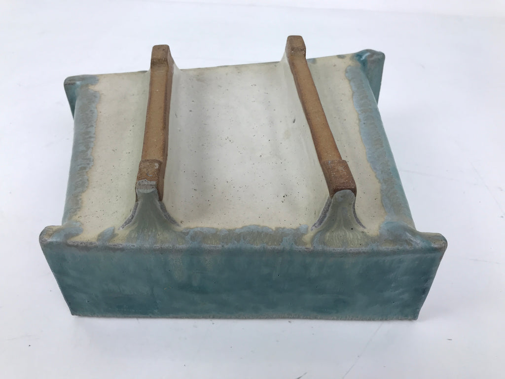 Japanese Ceramic Suiban Flower Vase Pottery Ikebana Arrangement Light Blue Y378