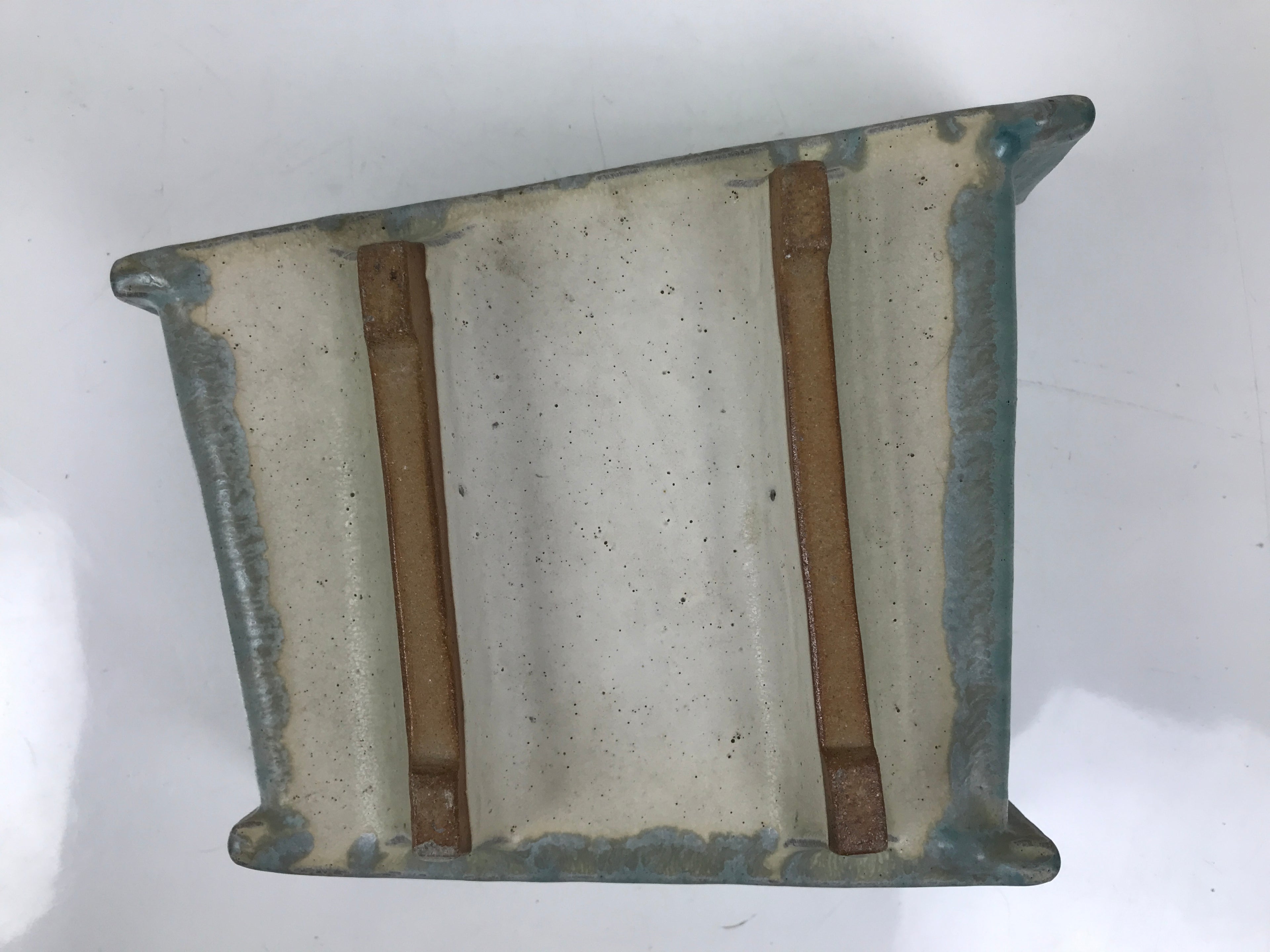 Japanese Ceramic Suiban Flower Vase Pottery Ikebana Arrangement Light Blue Y378