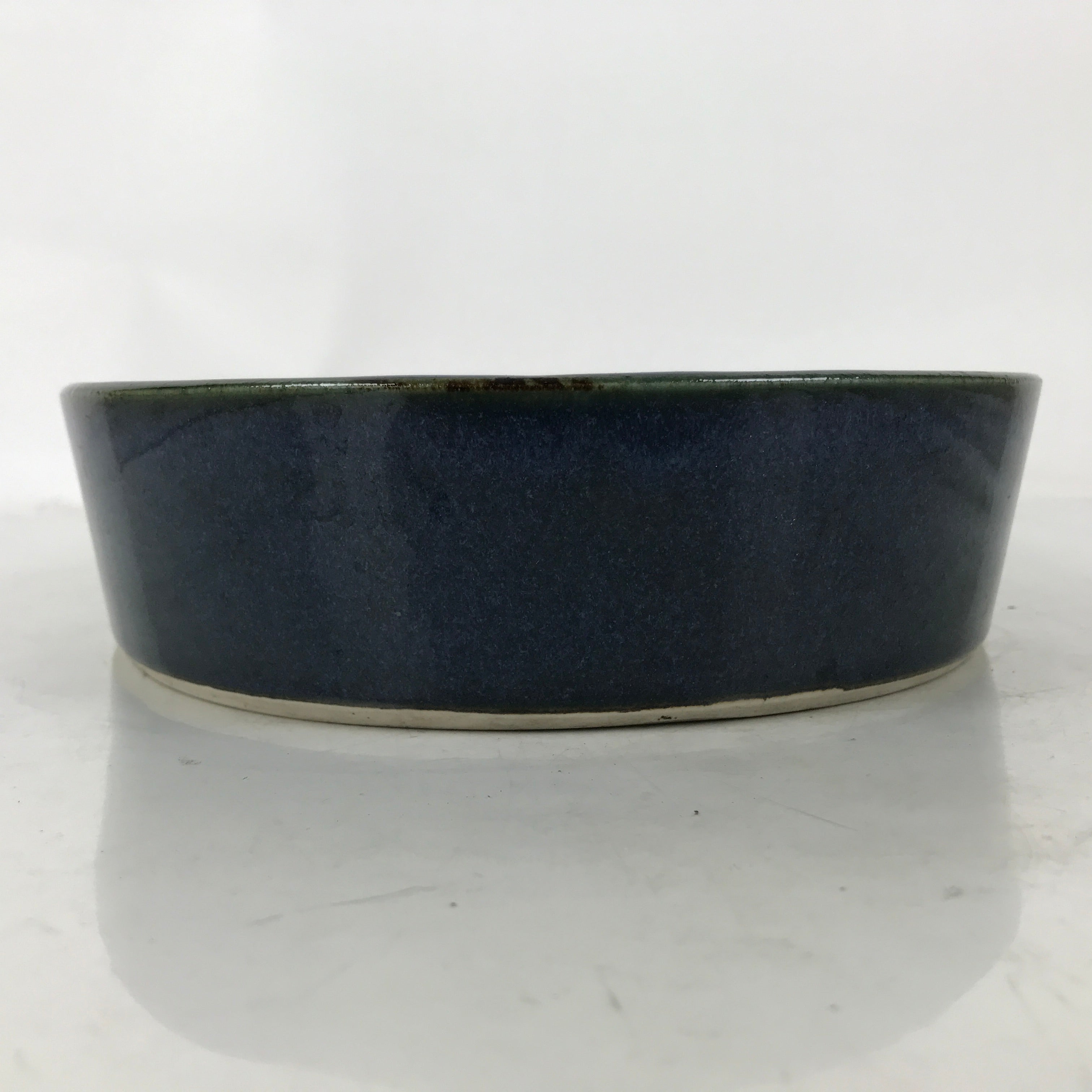 Japanese Ceramic Suiban Flower Vase Pottery Ikebana Arrangement Oval Blue Y408