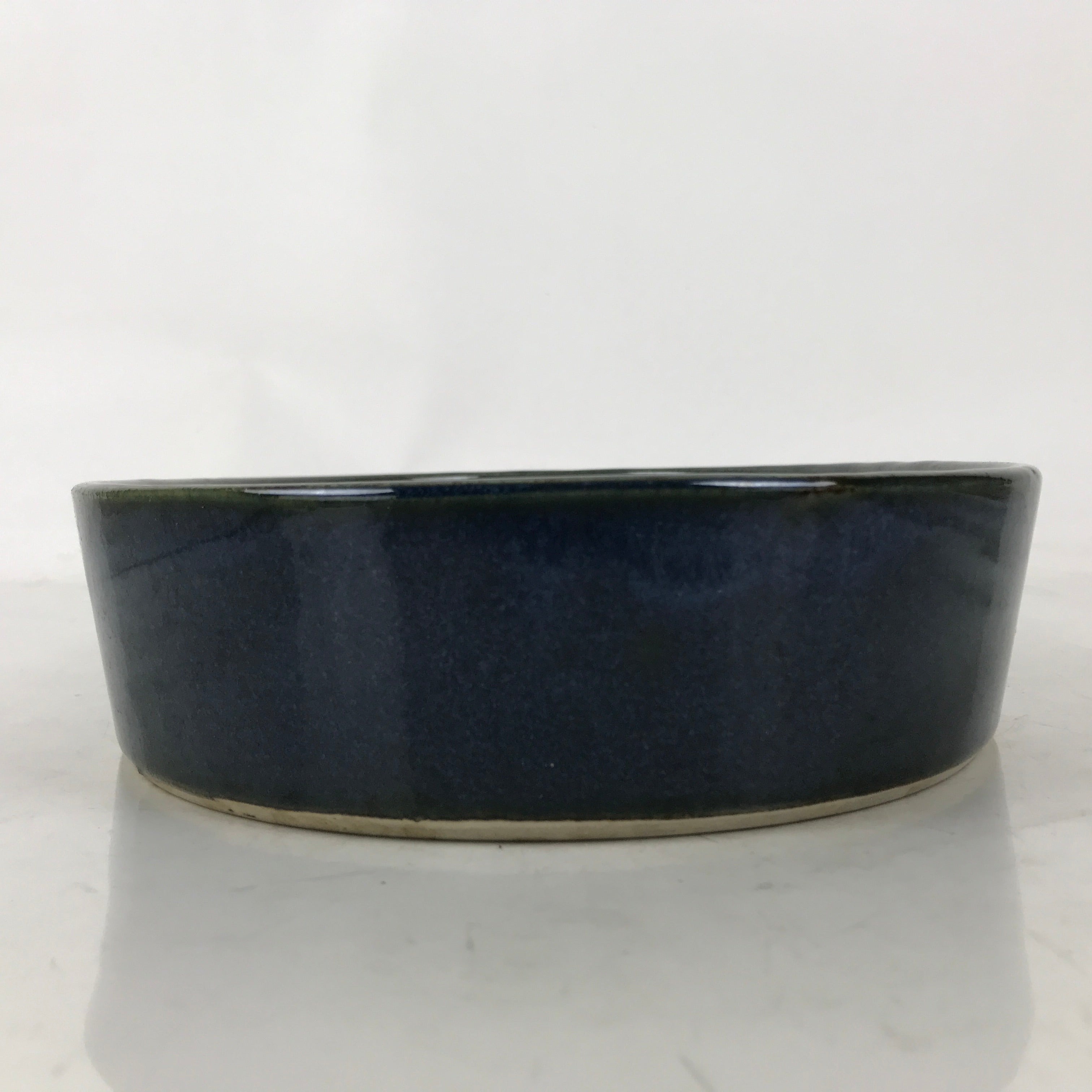 Japanese Ceramic Suiban Flower Vase Pottery Ikebana Arrangement Oval Blue Y408