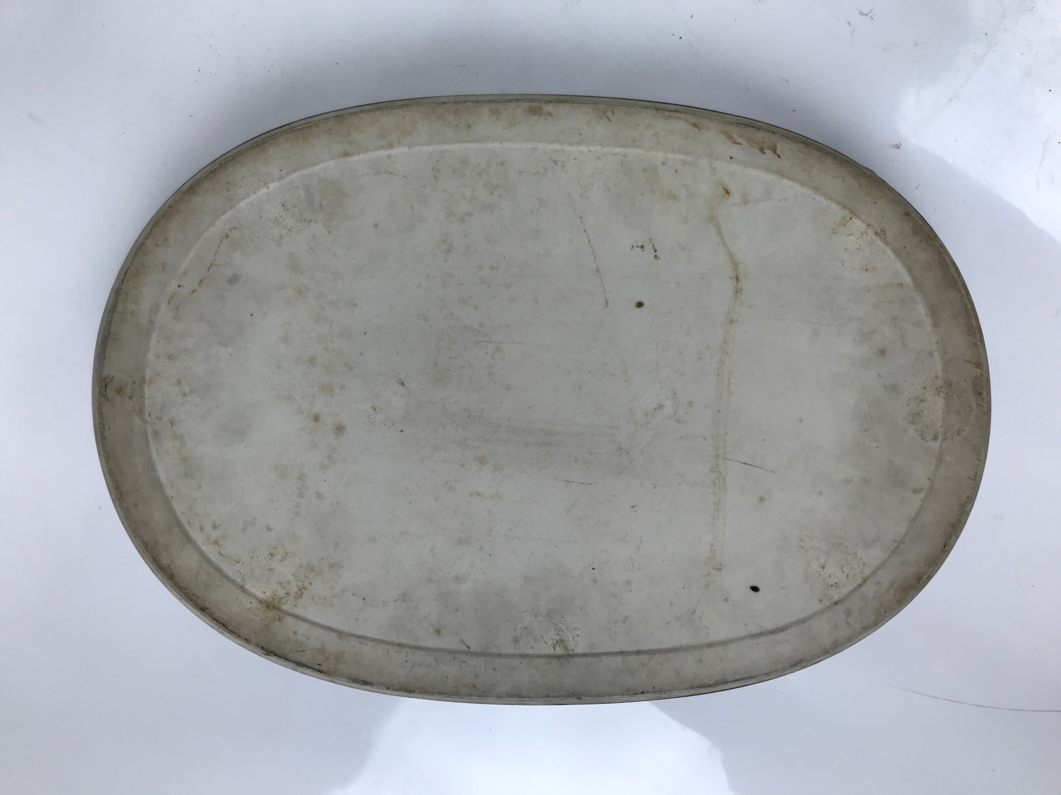 Japanese Ceramic Suiban Flower Vase Pottery Ikebana Arrangement Oval Blue Y408