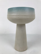 Japanese Ceramic Suiban Flower Vase Pottery Ikebana Arrangement White Blue Y528
