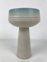 Japanese Ceramic Suiban Flower Vase Pottery Ikebana Arrangement White Blue Y528