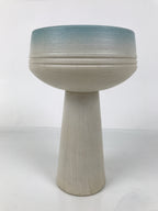 Japanese Ceramic Suiban Flower Vase Pottery Ikebana Arrangement White Blue Y528