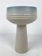 Japanese Ceramic Suiban Flower Vase Pottery Ikebana Arrangement White Blue Y528