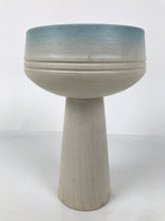 Japanese Ceramic Suiban Flower Vase Pottery Ikebana Arrangement White Blue Y528