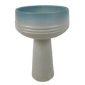 Japanese Ceramic Suiban Flower Vase Pottery Ikebana Arrangement White Blue Y528
