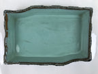 Japanese Ceramic Suiban Flower Vase Vtg Ikebana Arrangement Blue Pond PY870