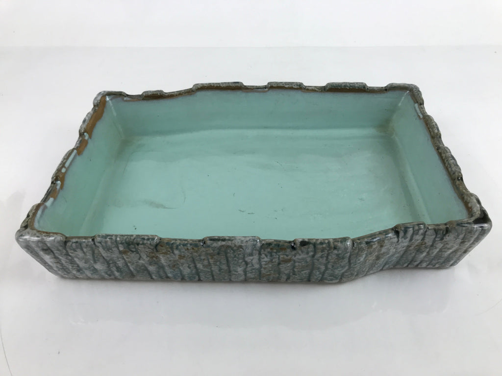 Japanese Ceramic Suiban Flower Vase Vtg Ikebana Arrangement Blue Pond PY870