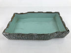 Japanese Ceramic Suiban Flower Vase Vtg Ikebana Arrangement Blue Pond PY870