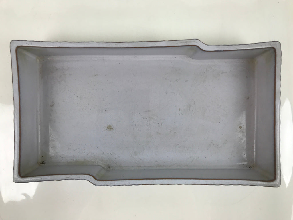 Japanese Ceramic Suiban Flower Vase Vtg Ikebana Arrangement Gray Rectangle PY869