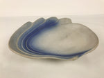 Japanese Ceramic Suiban Flower Vase Vtg Pottery Ikebana Accessory Blue Wave Y557