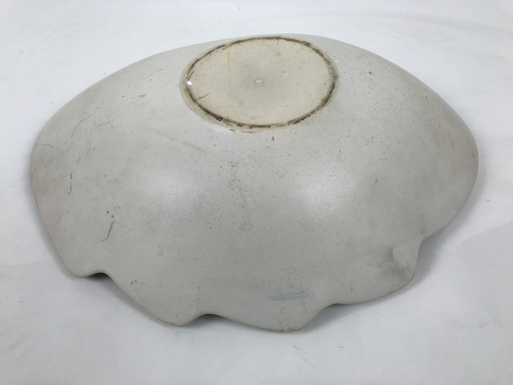 Japanese Ceramic Suiban Flower Vase Vtg Pottery Ikebana Accessory Blue Wave Y557