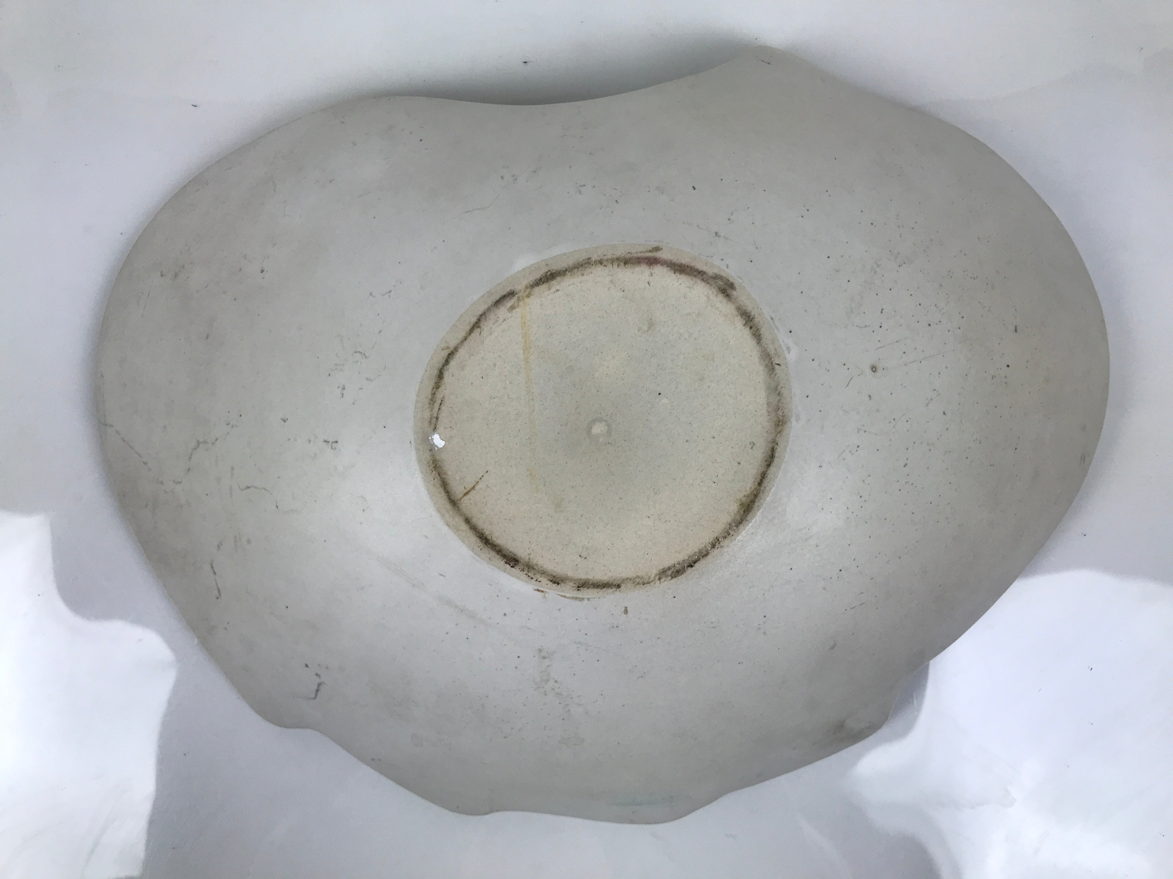 Japanese Ceramic Suiban Flower Vase Vtg Pottery Ikebana Accessory Blue Wave Y557