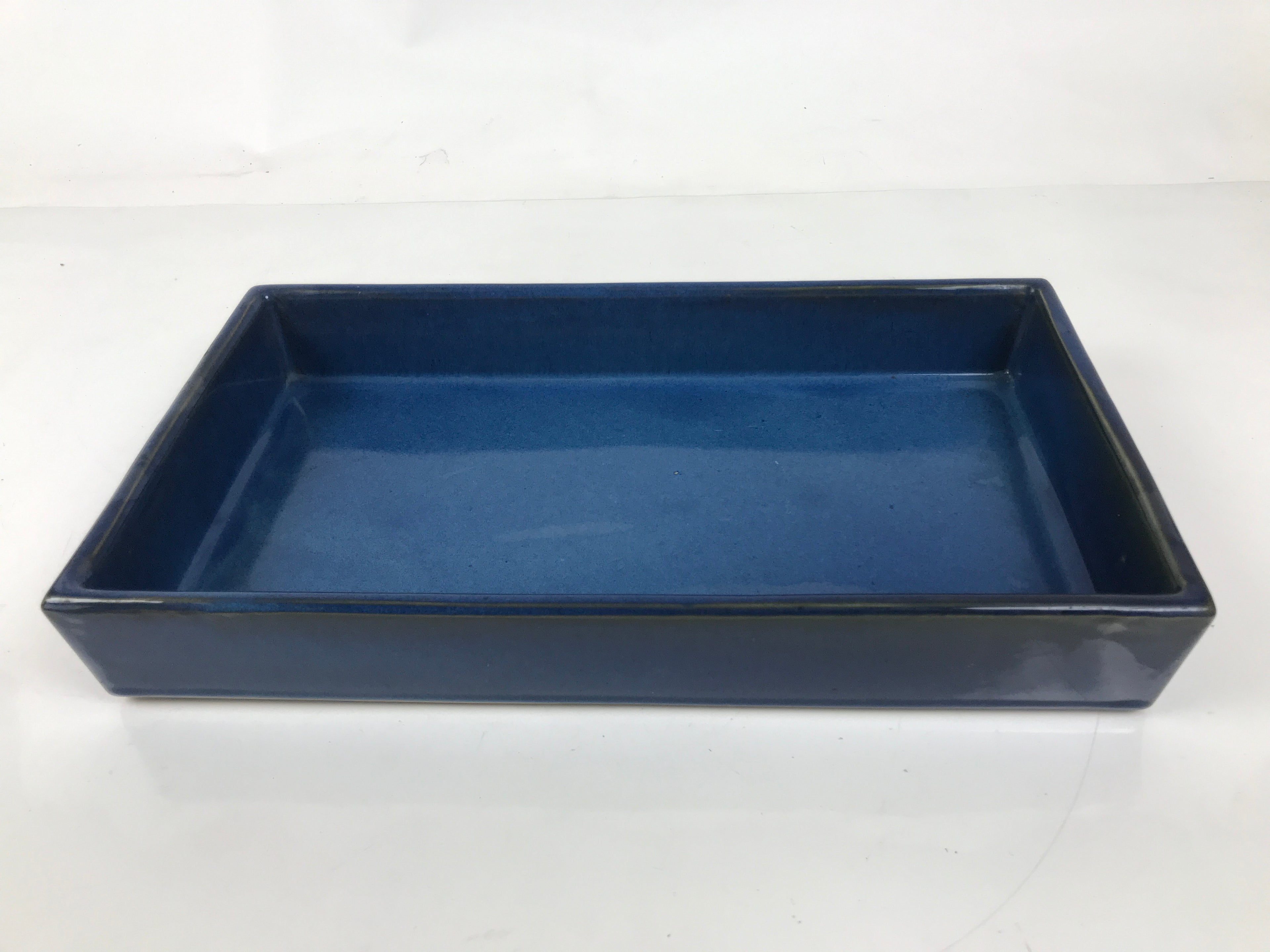 Japanese Ceramic Suiban Flower Vase Vtg Pottery Ikebana Accessory Blue Y376
