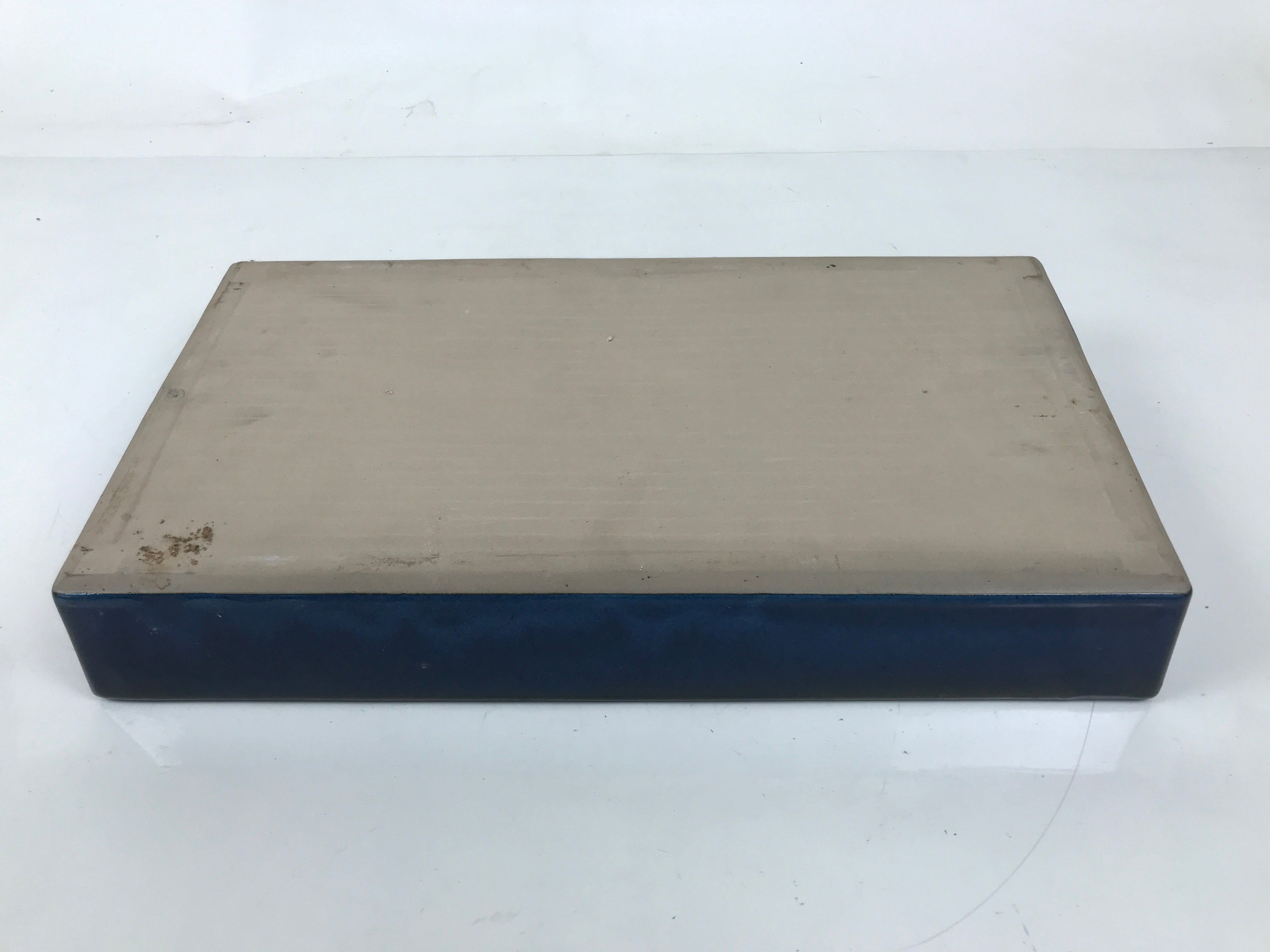 Japanese Ceramic Suiban Flower Vase Vtg Pottery Ikebana Accessory Blue Y376