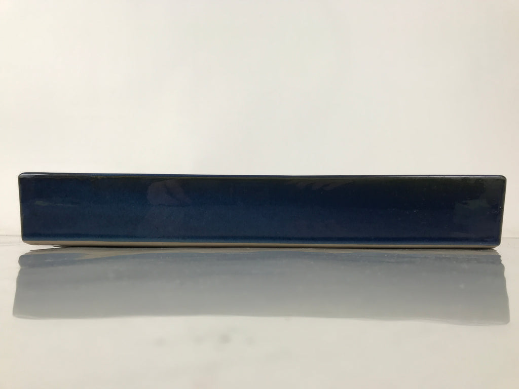 Japanese Ceramic Suiban Flower Vase Vtg Pottery Ikebana Accessory Blue Y376