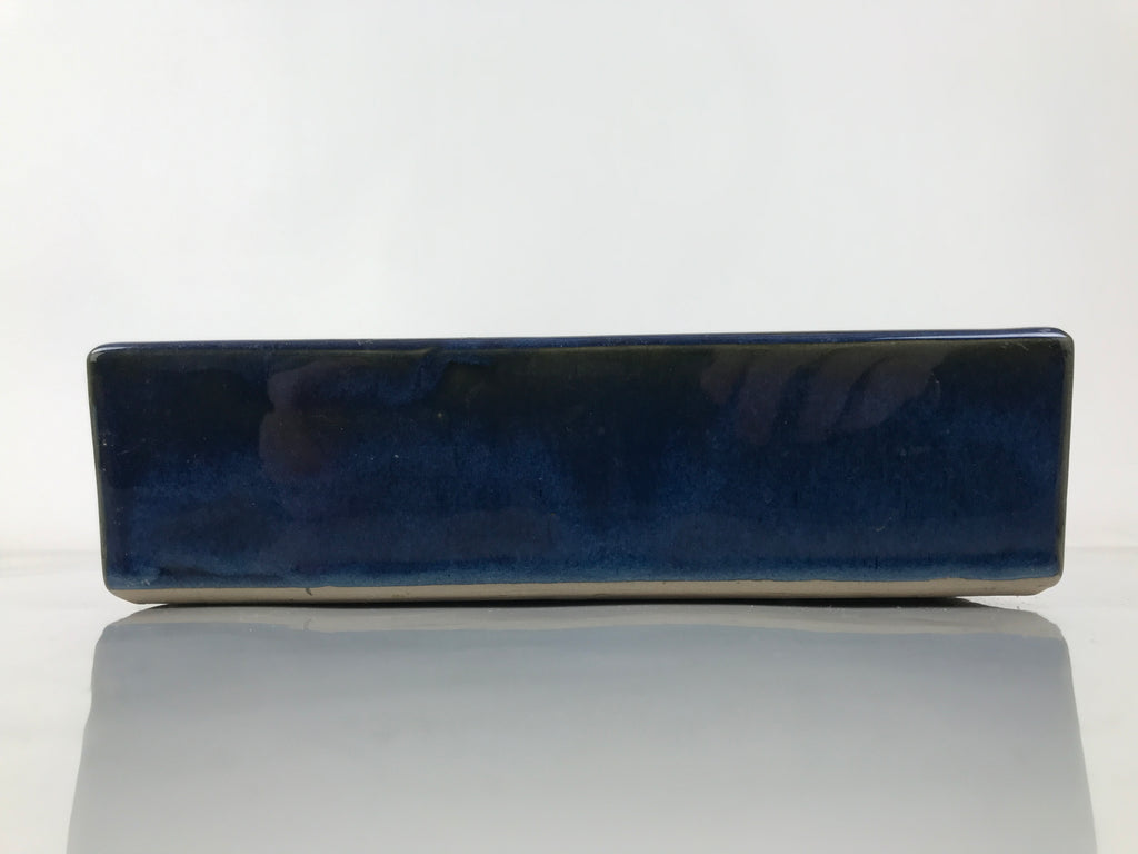 Japanese Ceramic Suiban Flower Vase Vtg Pottery Ikebana Accessory Blue Y376