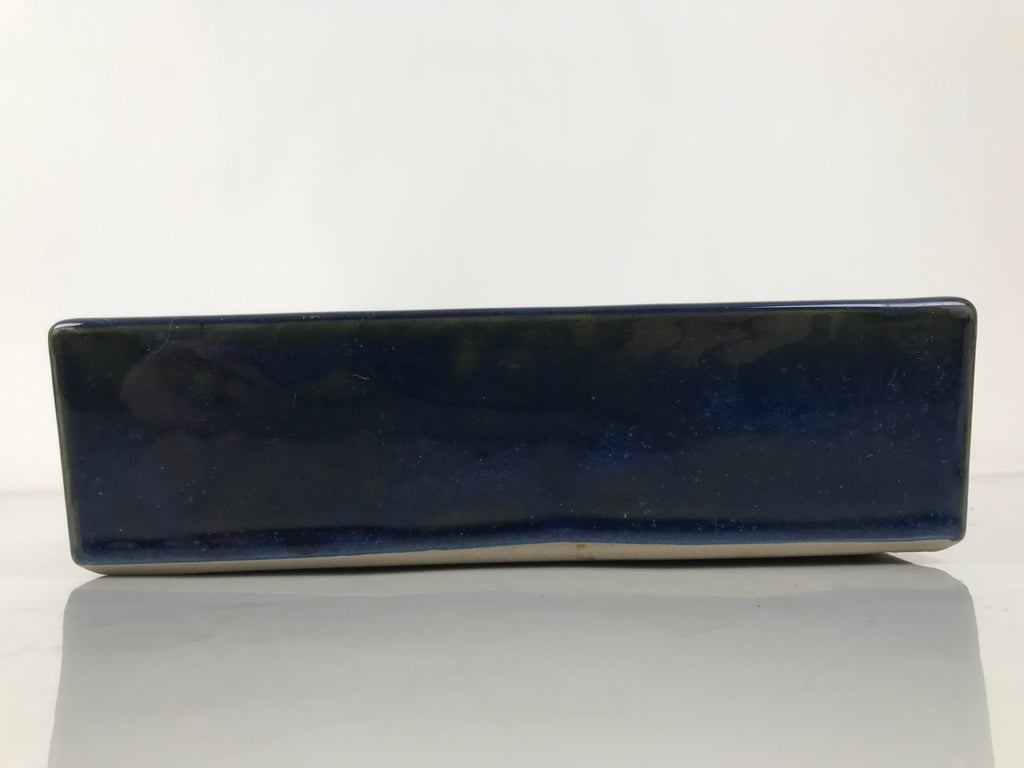 Japanese Ceramic Suiban Flower Vase Vtg Pottery Ikebana Accessory Blue Y376